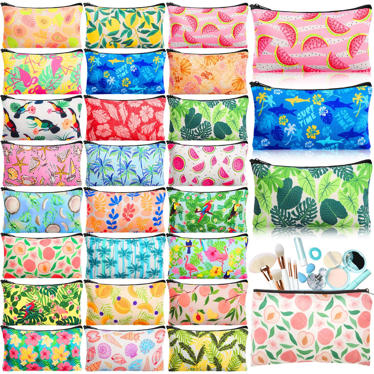 Meanplan 24 Pcs Marble Cosmetic Bags Marble Makeup Bags Toiletry Pouch with Zipper Travel Cosmetic Organizer for Women and Girls 24 Styles