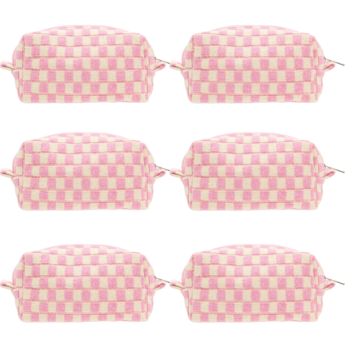 Checkered Makeup Bag for Purse, Small Travel Cosmetic Pouch,Blue,6 Pack