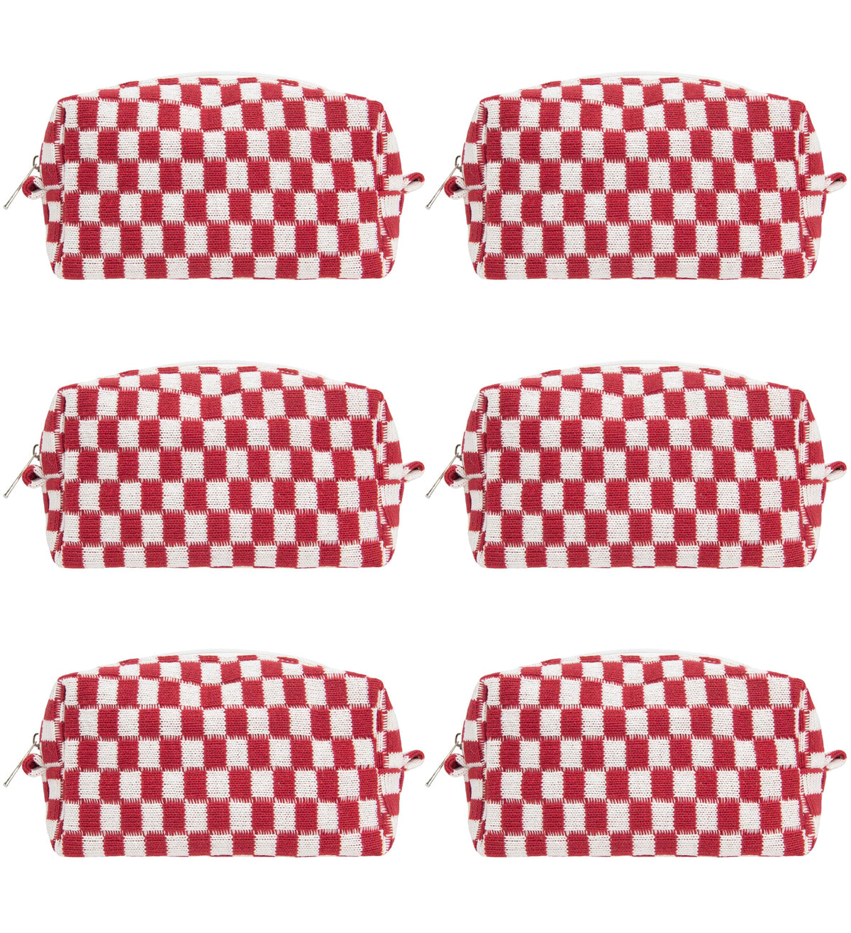 Checkered Makeup Bag for Purse, Small Travel Cosmetic Pouch,Blue,6 Pack
