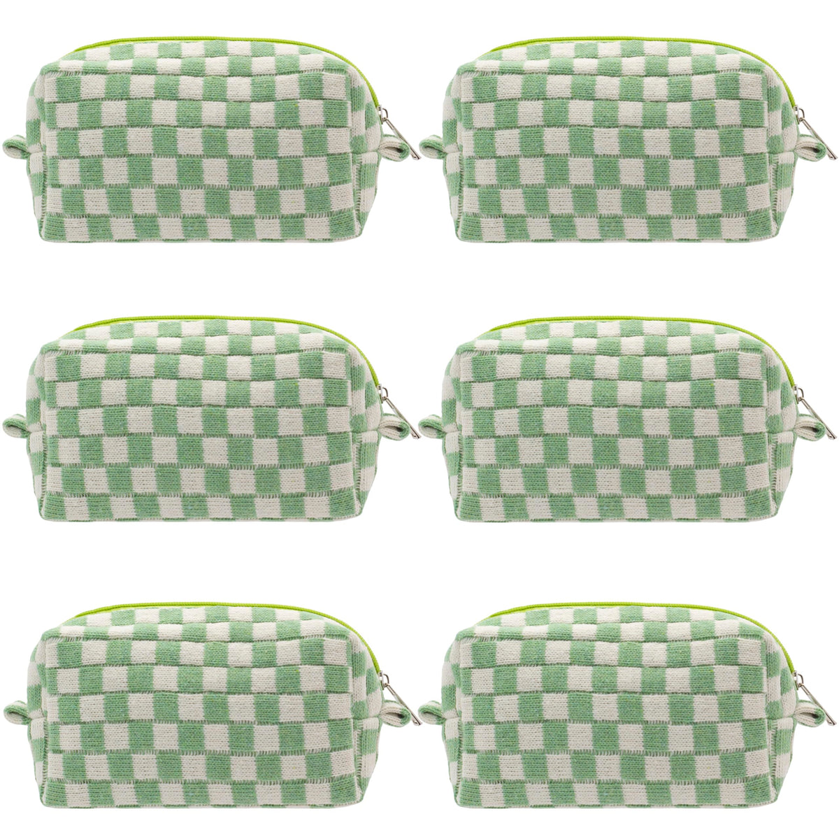 Checkered Makeup Bag for Purse, Small Travel Cosmetic Pouch,Blue,6 Pack