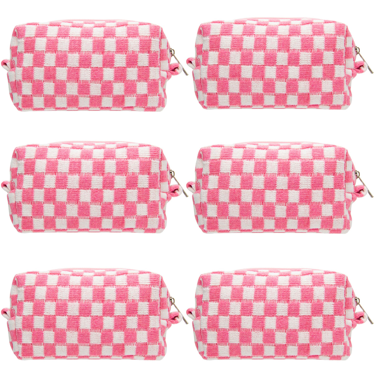 Checkered Makeup Bag for Purse, Small Travel Cosmetic Pouch,Blue,6 Pack