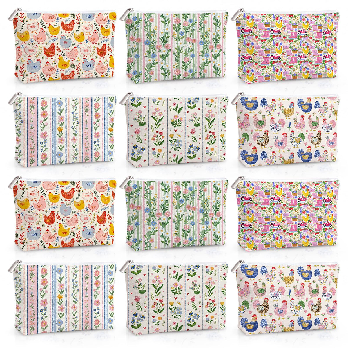 Coume 10 Pcs Canvas Makeup Bags Bulk, Inspirational Quotes