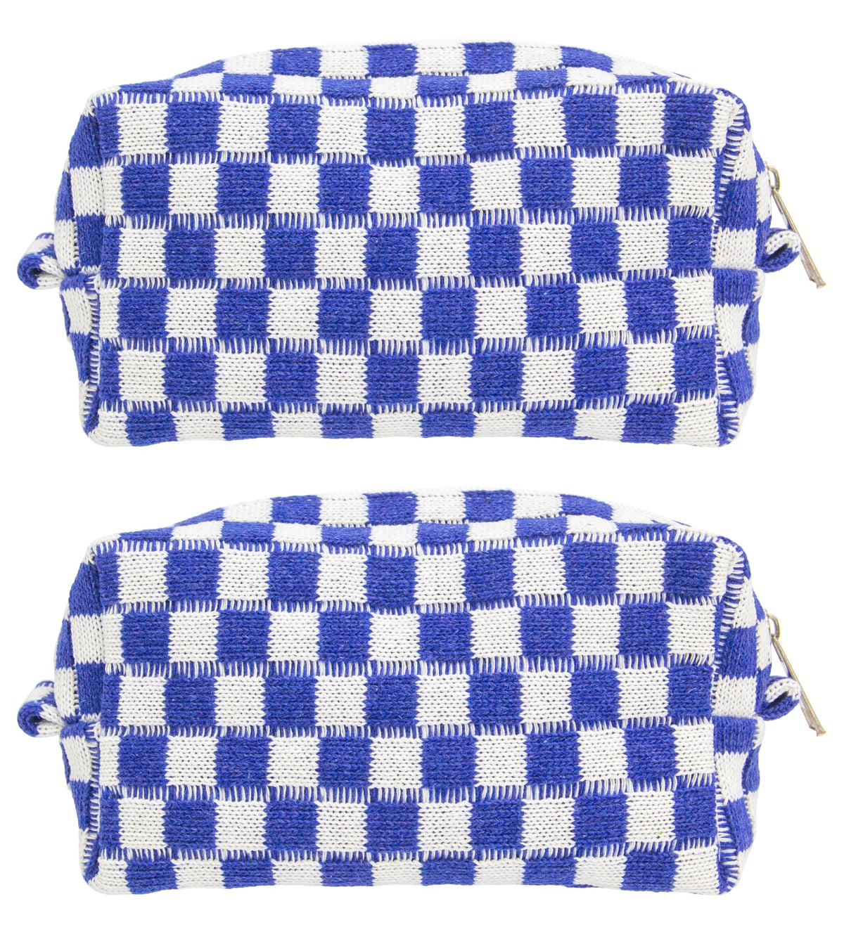 Checkered Makeup Bag for Purse, Small Travel Cosmetic Pouch,Blue,6 Pack