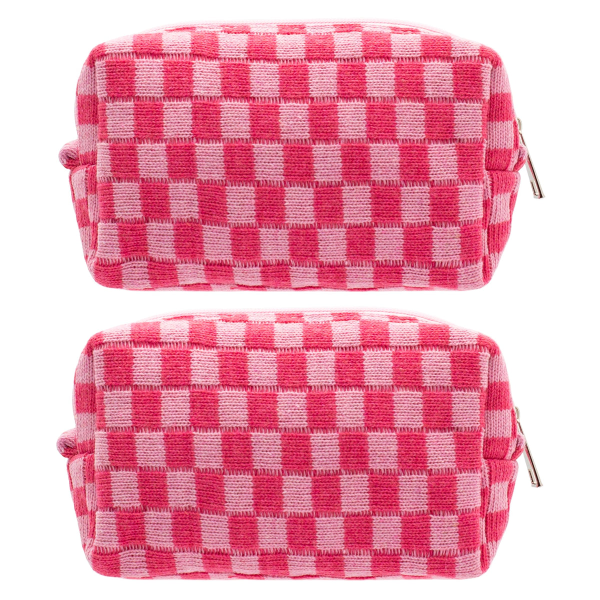 Checkered Makeup Bag for Purse, Small Travel Cosmetic Pouch,Blue,6 Pack