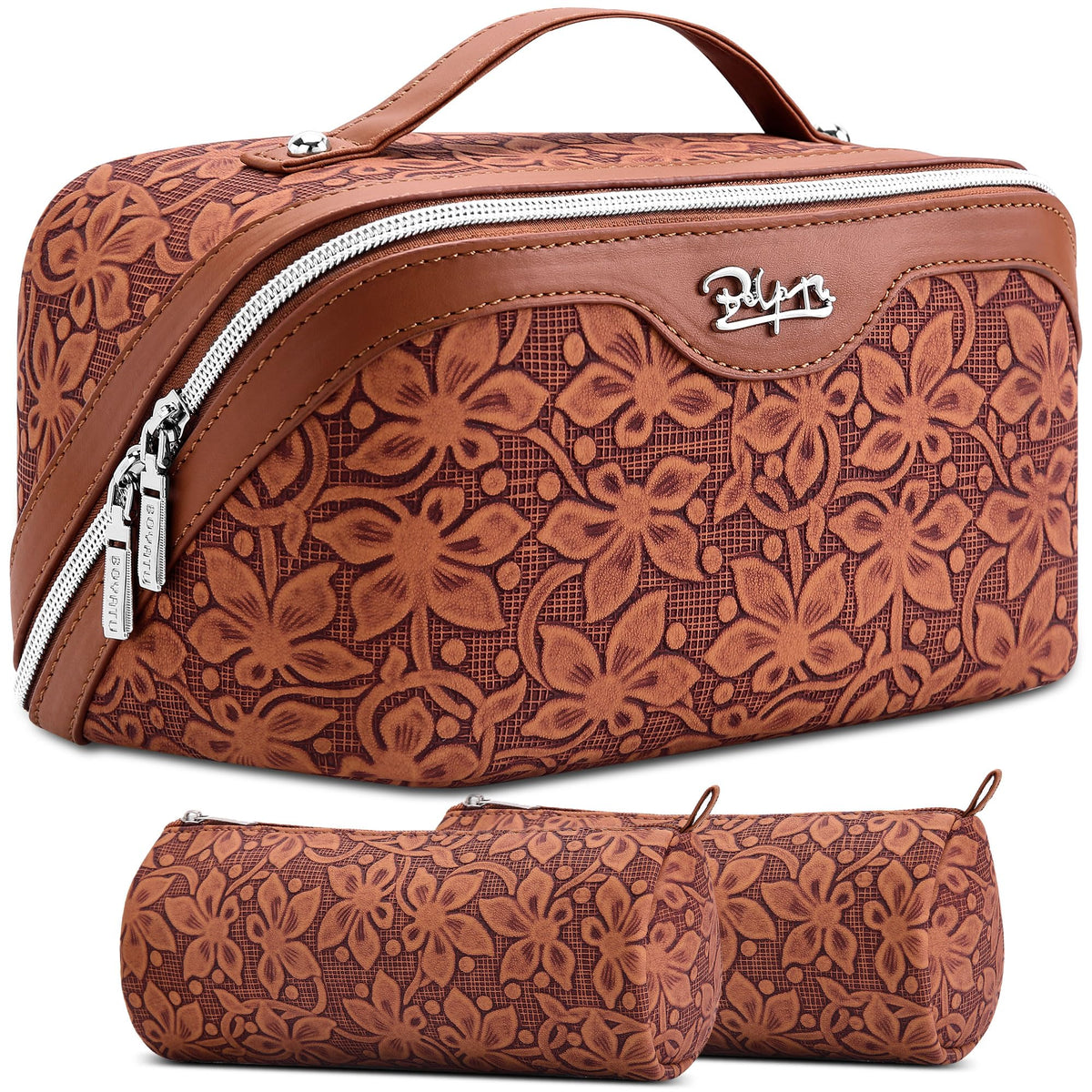 BOYATU Travel Makeup Bag Cosmetic Bags for Women: 3 Pcs Set Make up Bag