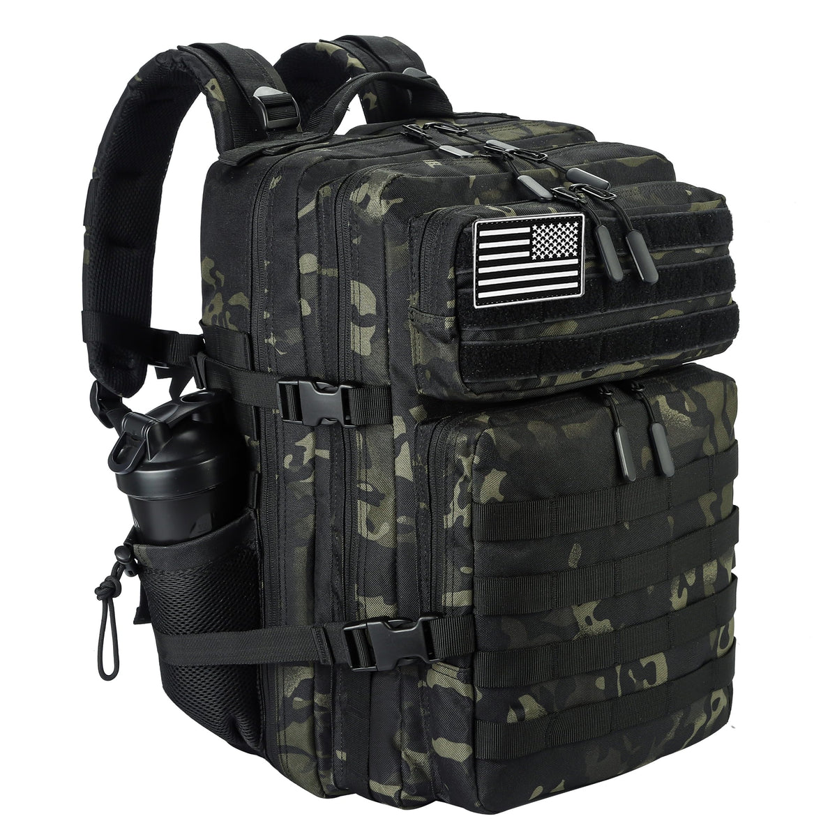 LHI Military Tactical Backpack for Men and Women 45L Army 3 Days Assault Pack Bag Large Rucksack with Molle System Black