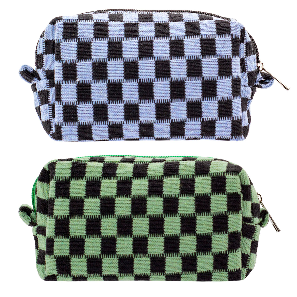 Checkered Makeup Bag for Purse, Small Travel Cosmetic Pouch,Blue,6 Pack