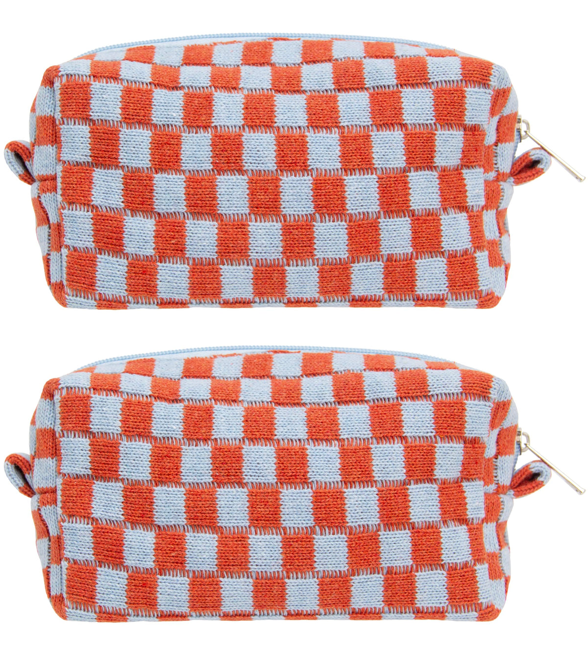 Checkered Makeup Bag for Purse, Small Travel Cosmetic Pouch,Blue,6 Pack