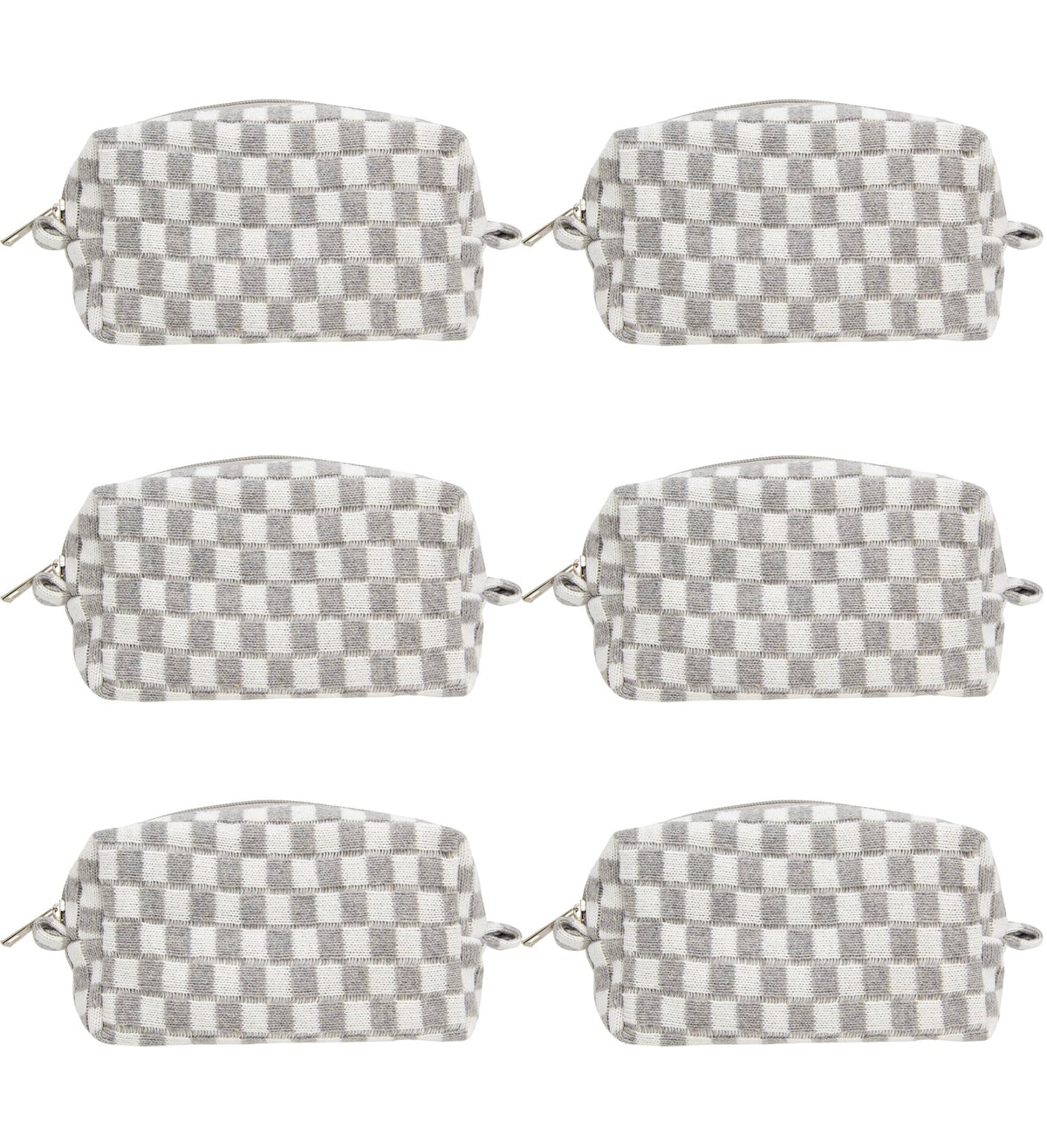 Checkered Makeup Bag for Purse, Small Travel Cosmetic Pouch,Blue,6 Pack