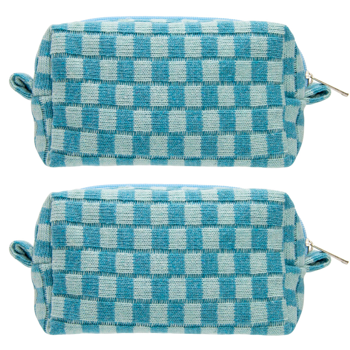 Checkered Makeup Bag for Purse, Small Travel Cosmetic Pouch,Blue,6 Pack
