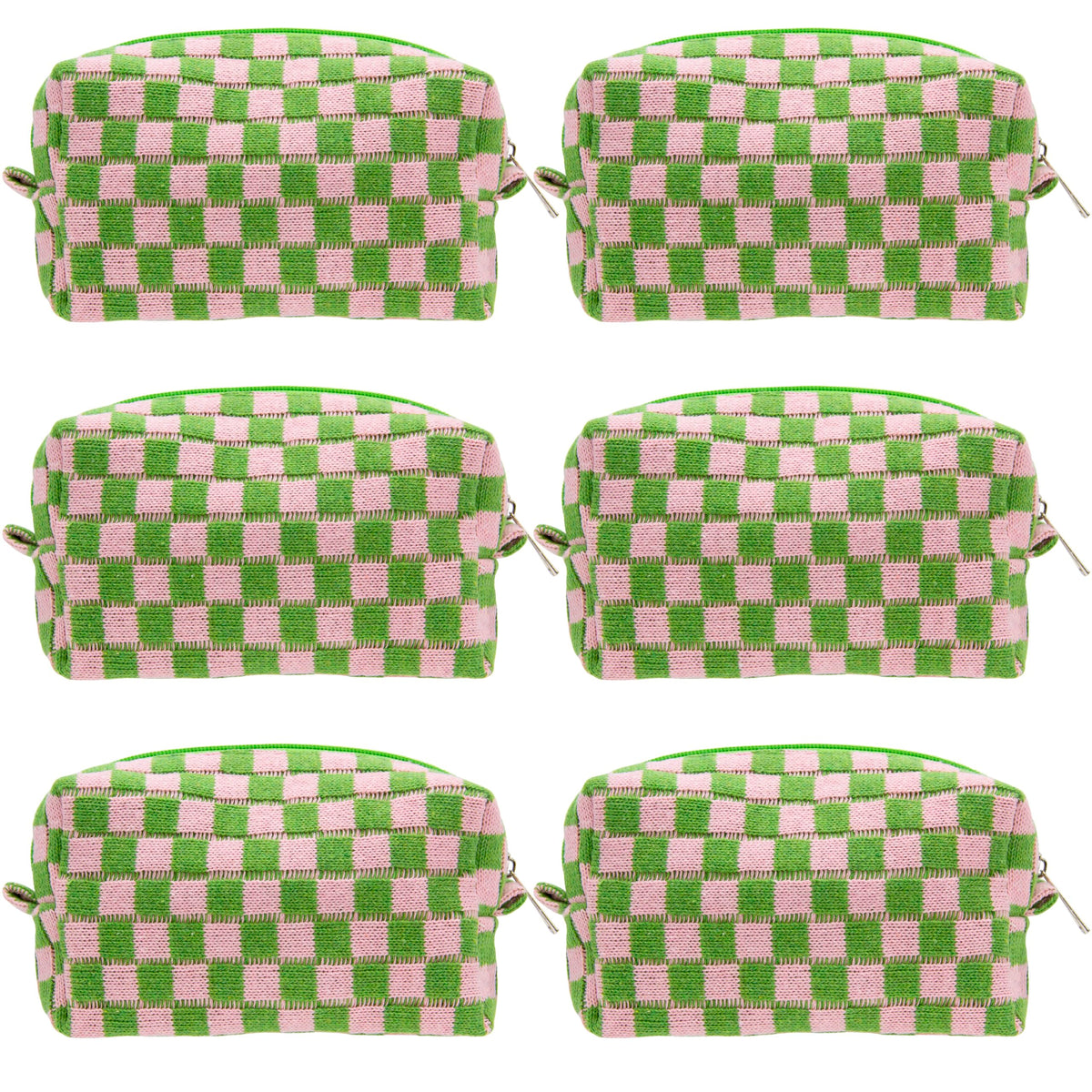 Checkered Makeup Bag for Purse, Small Travel Cosmetic Pouch,Blue,6 Pack