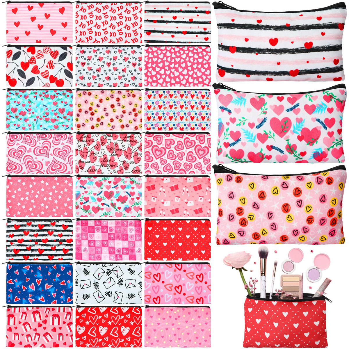 Meanplan 24 Pcs Marble Cosmetic Bags Marble Makeup Bags Toiletry Pouch with Zipper Travel Cosmetic Organizer for Women and Girls 24 Styles