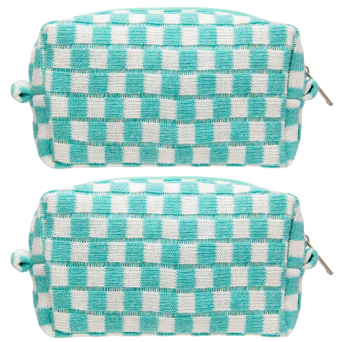 Checkered Makeup Bag for Purse, Small Travel Cosmetic Pouch,Blue,6 Pack