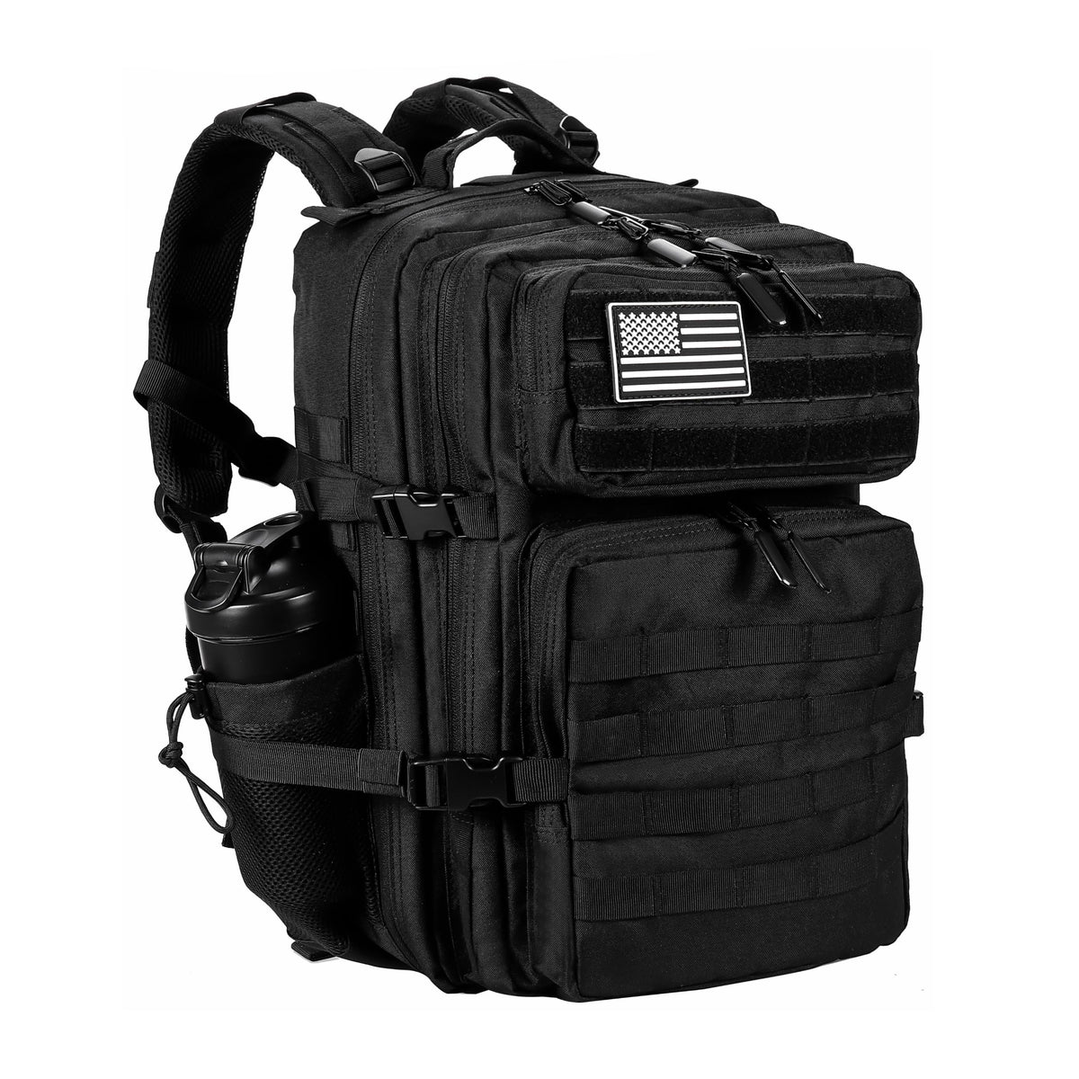 LHI Military Tactical Backpack for Men and Women 45L Army 3 Days Assault Pack Bag Large Rucksack with Molle System Black