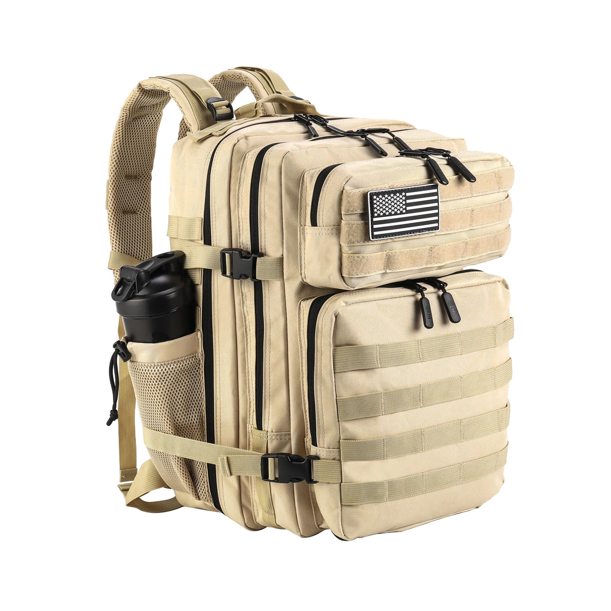 LHI Military Tactical Backpack for Men and Women 45L Army 3 Days Assault Pack Bag Large Rucksack with Molle System Black