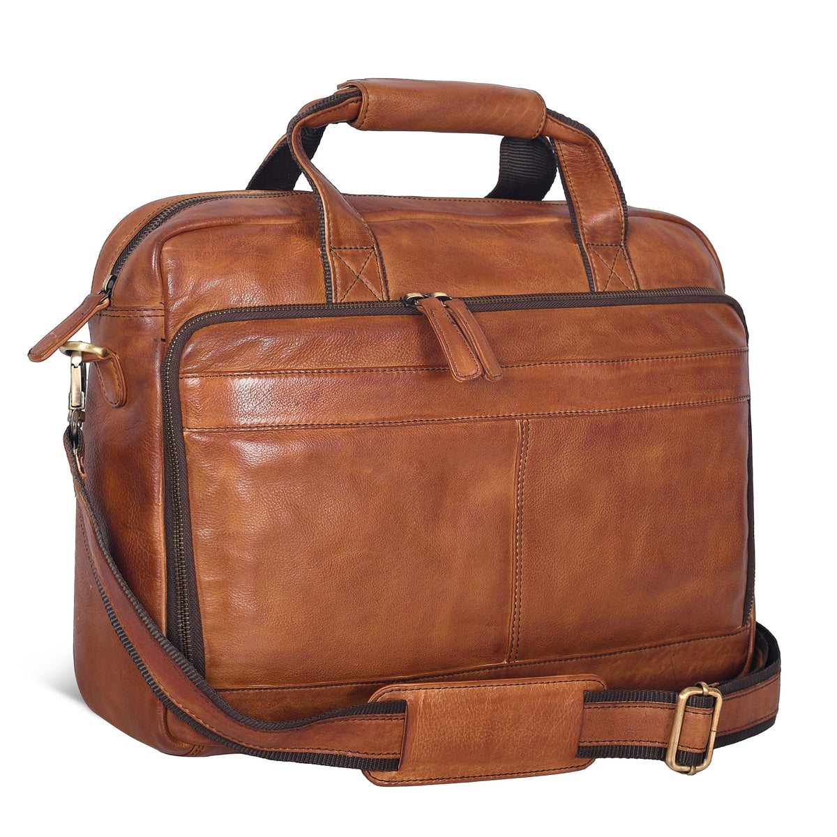 Leather Laptop Messenger Bag for Men and Women - Briefcase Crossbody Office