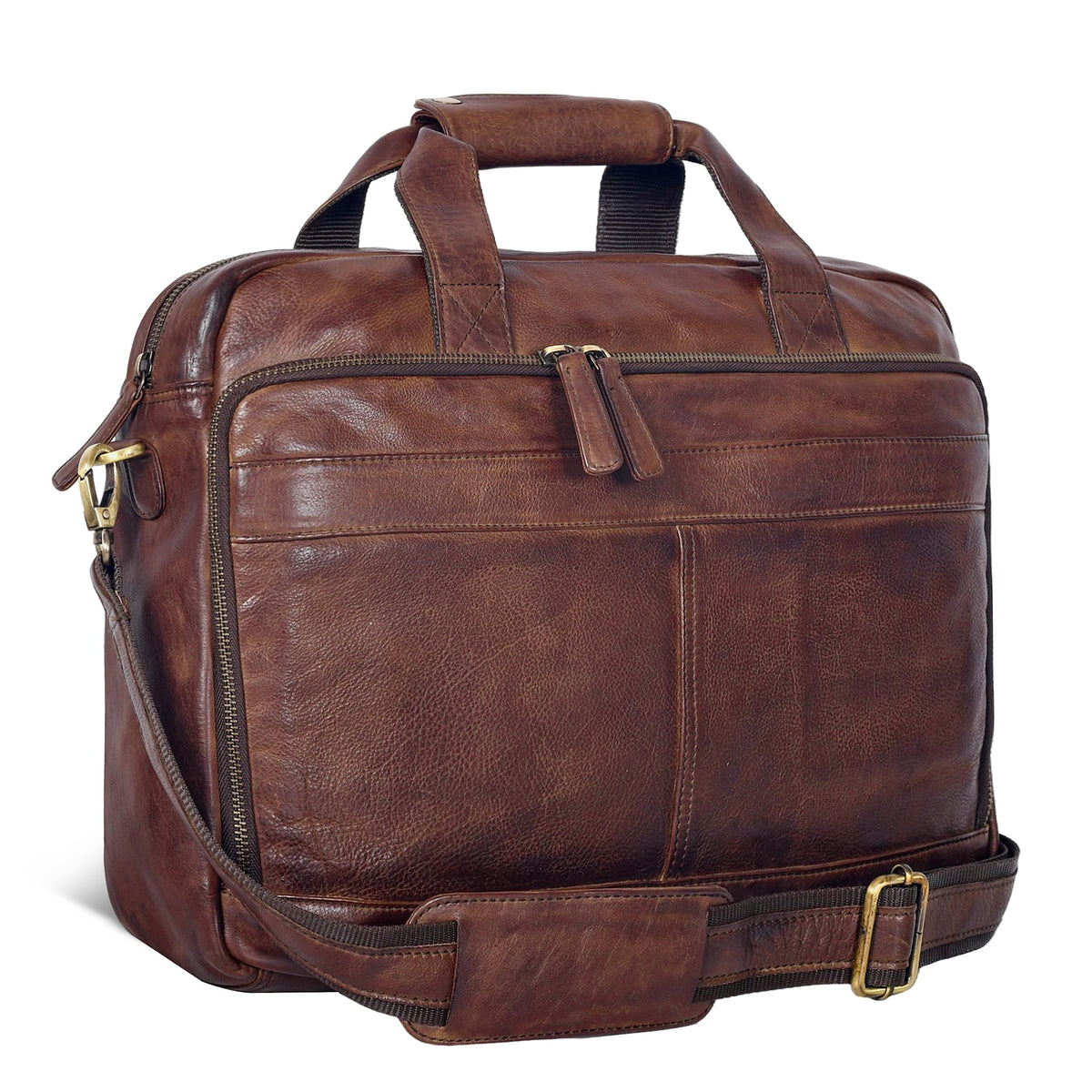 Leather Laptop Messenger Bag for Men and Women - Briefcase Crossbody Office