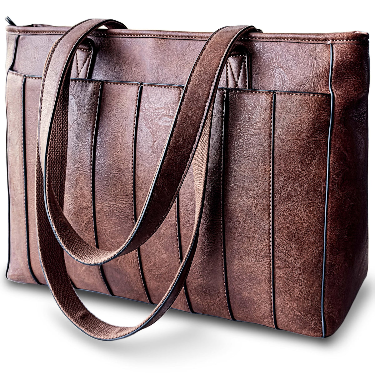 Laptop Bag for Women - 14" Vegan Leather Computer Bags for Laptops for Women - Padded Compartment - Leather Tote