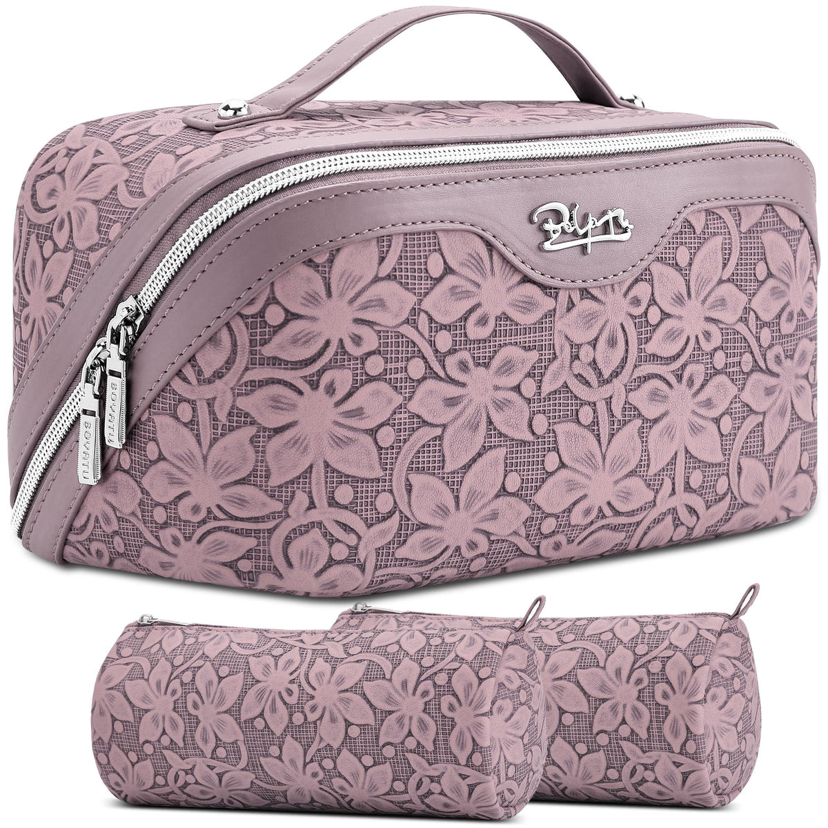 BOYATU Travel Makeup Bag Cosmetic Bags for Women: 3 Pcs Set Make up Bag