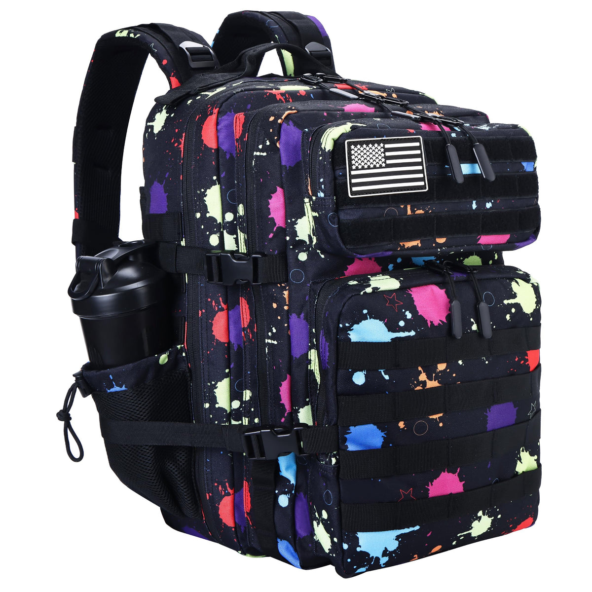 LHI Military Tactical Backpack for Men and Women 45L Army 3 Days Assault Pack Bag Large Rucksack with Molle System Black