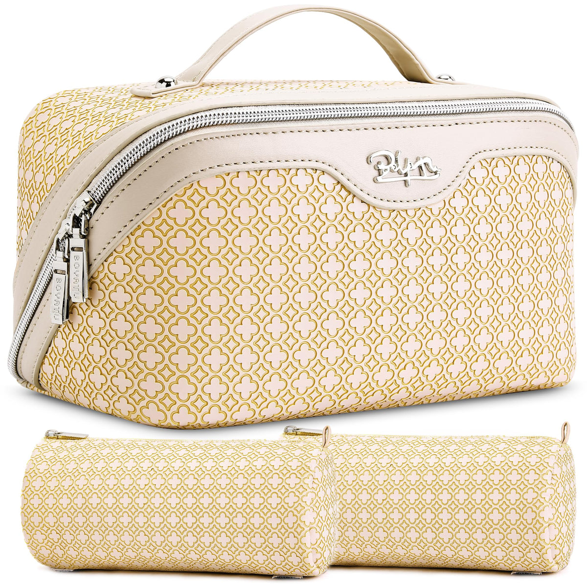 BOYATU Travel Makeup Bag Cosmetic Bags for Women: 3 Pcs Set Make up Bag