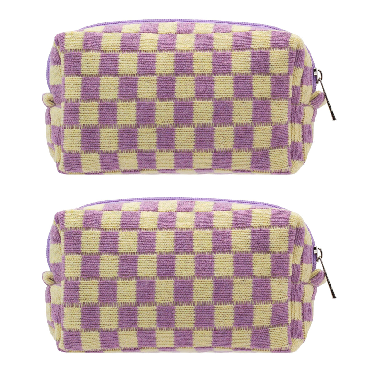 Checkered Makeup Bag for Purse, Small Travel Cosmetic Pouch,Blue,6 Pack