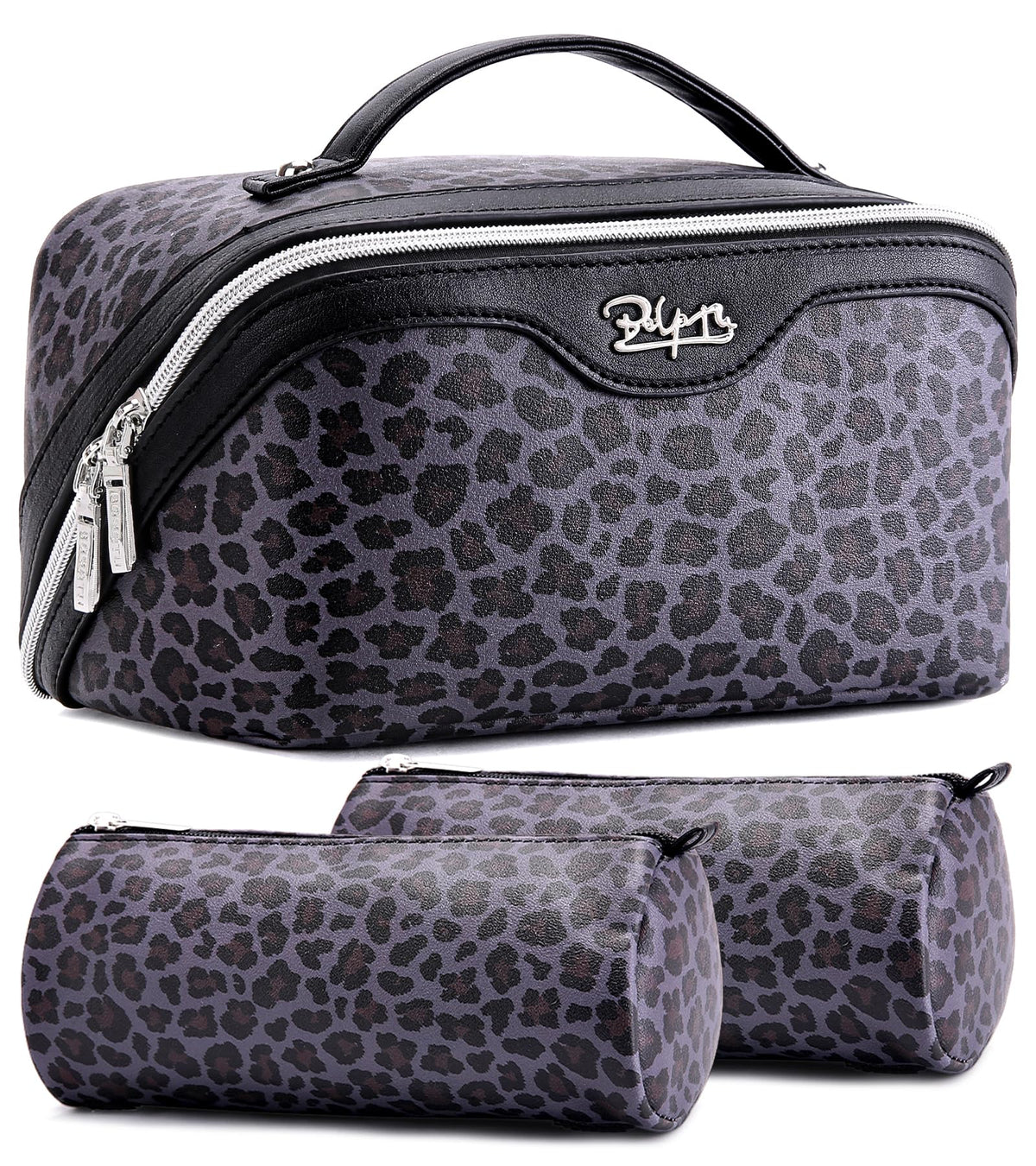 BOYATU Travel Makeup Bag Organizer: 3 Pcs Leopard Cometic Bag Set for Women