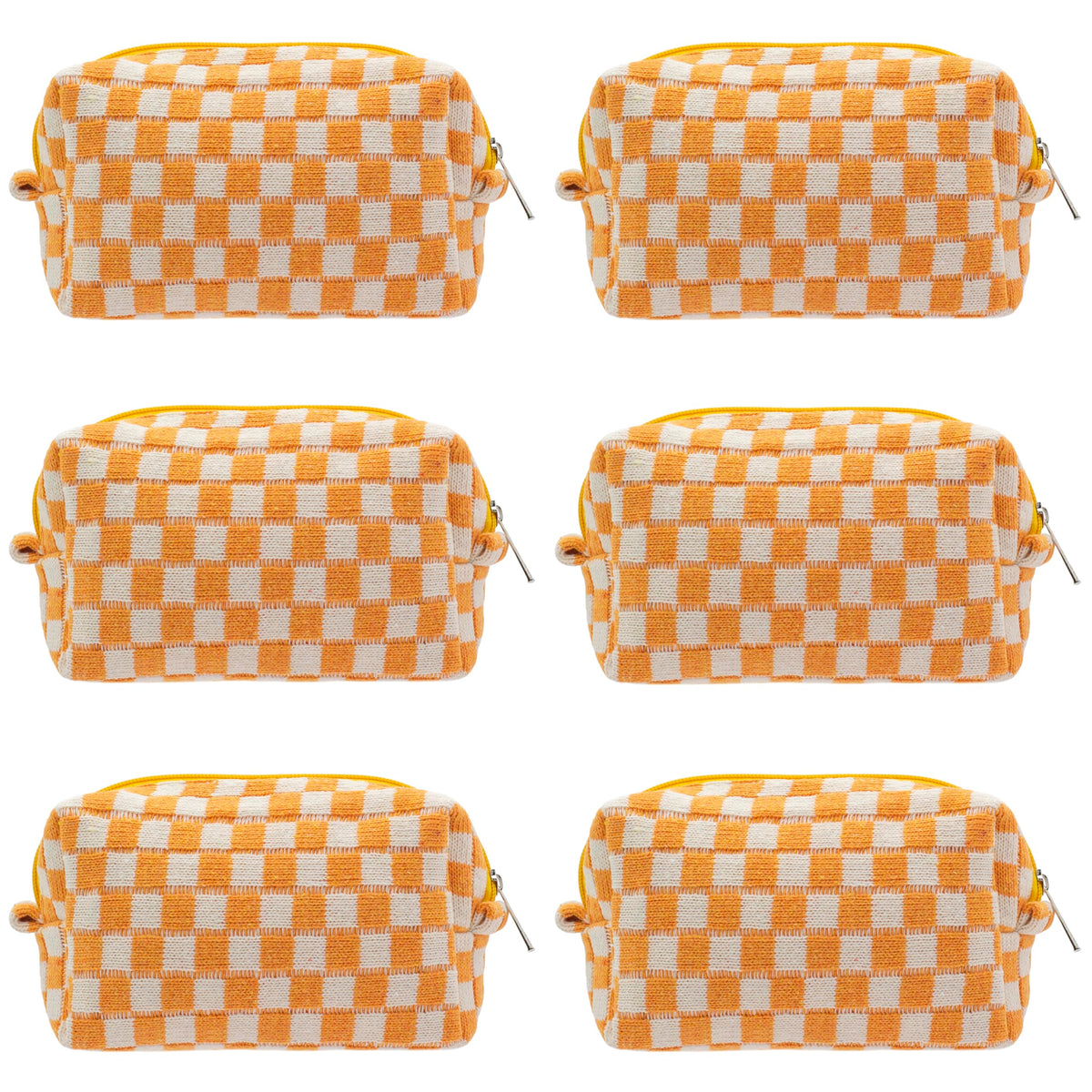 Checkered Makeup Bag for Purse, Small Travel Cosmetic Pouch,Blue,6 Pack