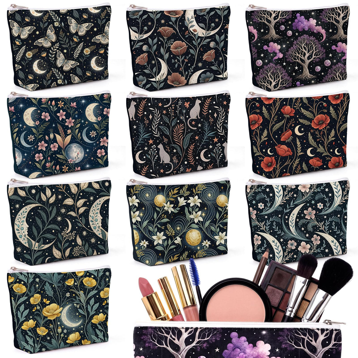 Coume 10 Pcs Canvas Makeup Bags Bulk, Inspirational Quotes