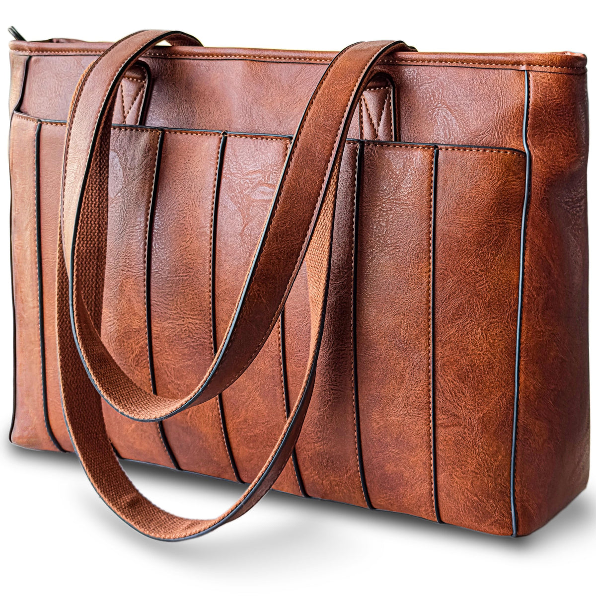 Laptop Bag for Women - 14" Vegan Leather Computer Bags for Laptops for Women - Padded Compartment - Leather Tote