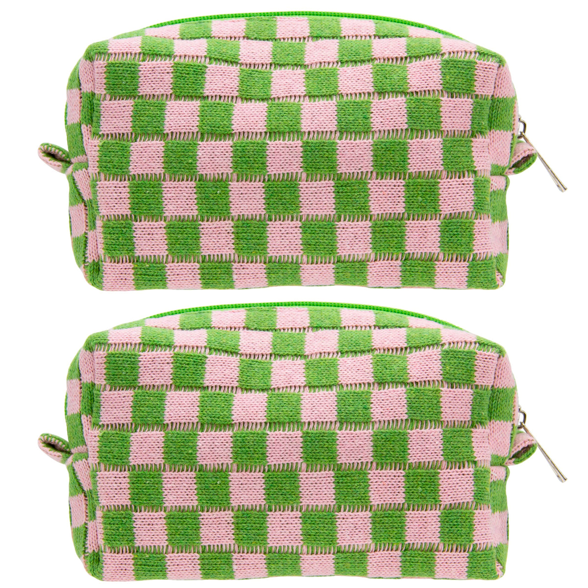 Checkered Makeup Bag for Purse, Small Travel Cosmetic Pouch,Blue,6 Pack