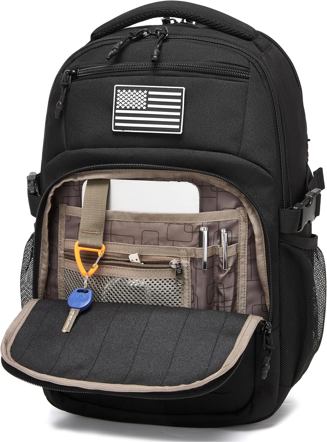 Wotony Military tactical backpack Laser-Cut MOLLE Webbing, backpack for men black small tactical assault bag (Black, 18.5 inch)