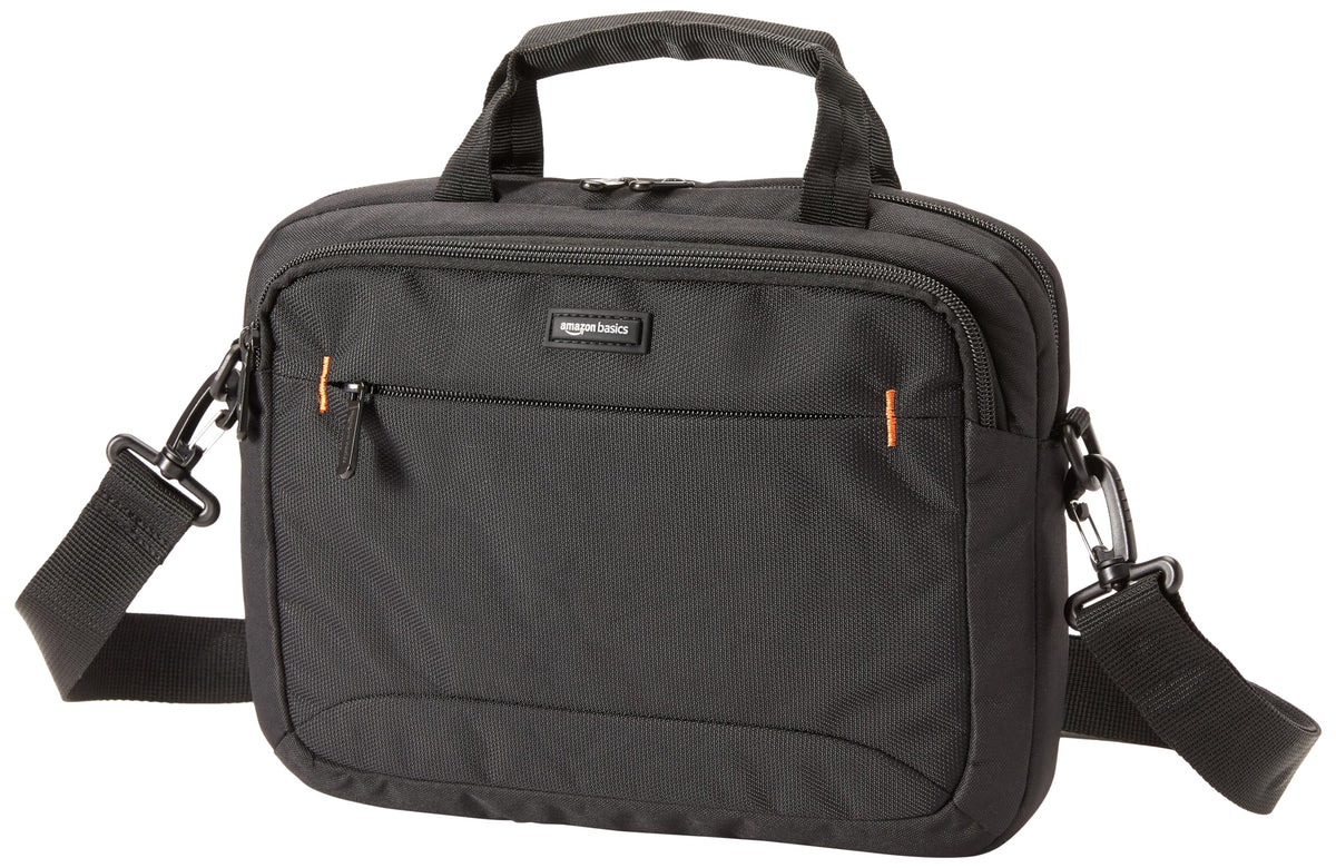 Amazon Basics 15.6 in Laptop Bag with Shoulder Strap and Handle, Large Capacity, Spacious Compartments, Black
