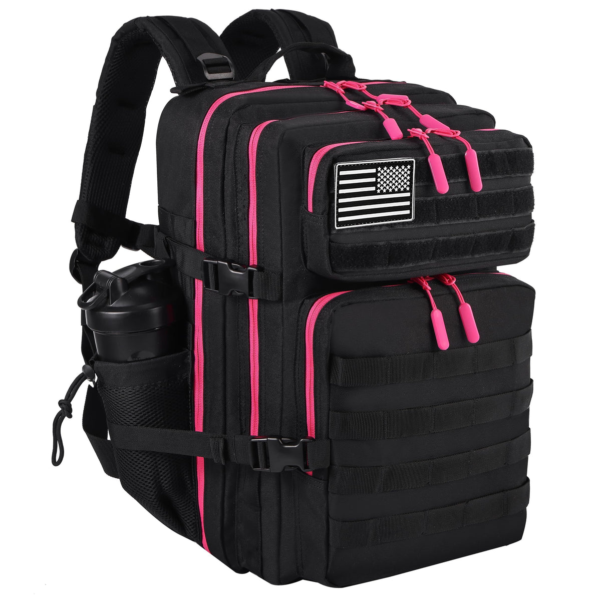 LHI Military Tactical Backpack for Men and Women 45L Army 3 Days Assault Pack Bag Large Rucksack with Molle System Black