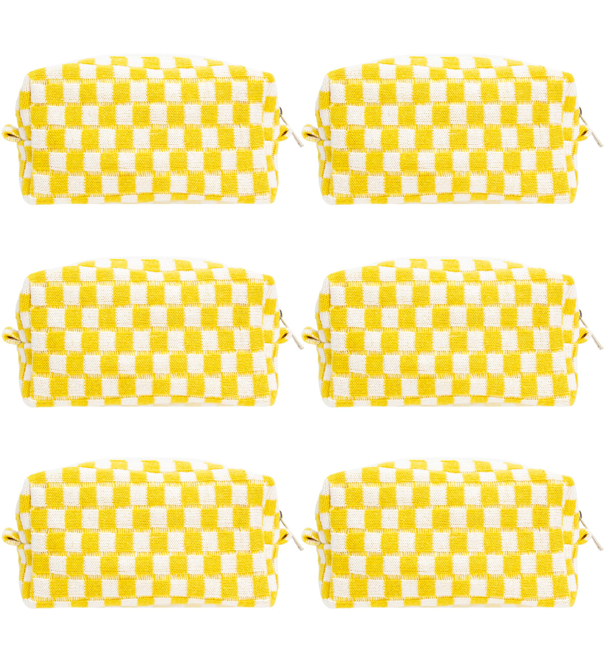 Checkered Makeup Bag for Purse, Small Travel Cosmetic Pouch,Blue,6 Pack