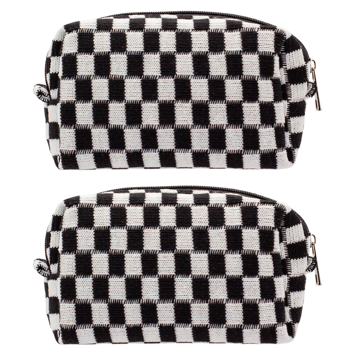 Checkered Makeup Bag for Purse, Small Travel Cosmetic Pouch,Blue,6 Pack