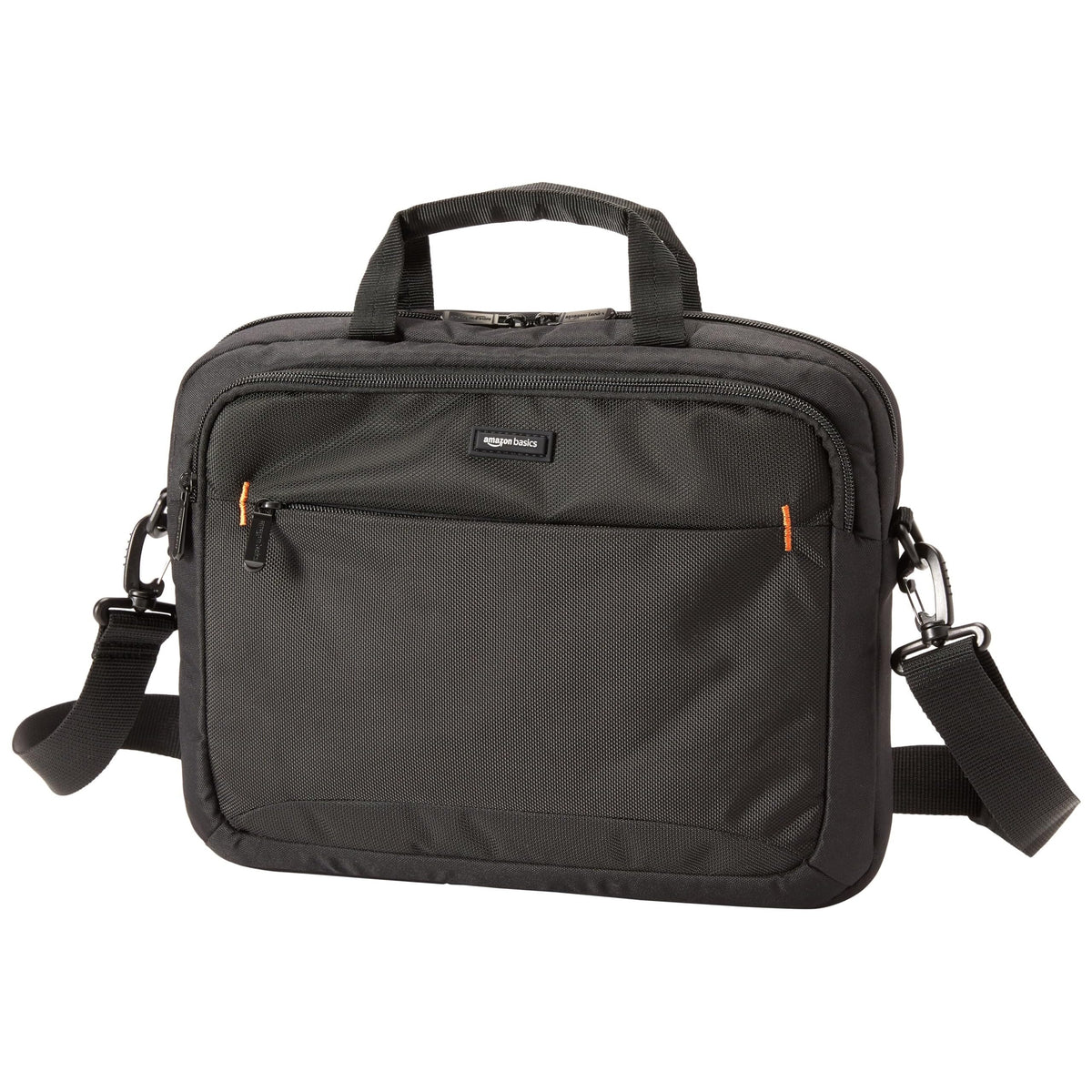Amazon Basics 15.6 in Laptop Bag with Shoulder Strap and Handle, Large Capacity, Spacious Compartments, Black