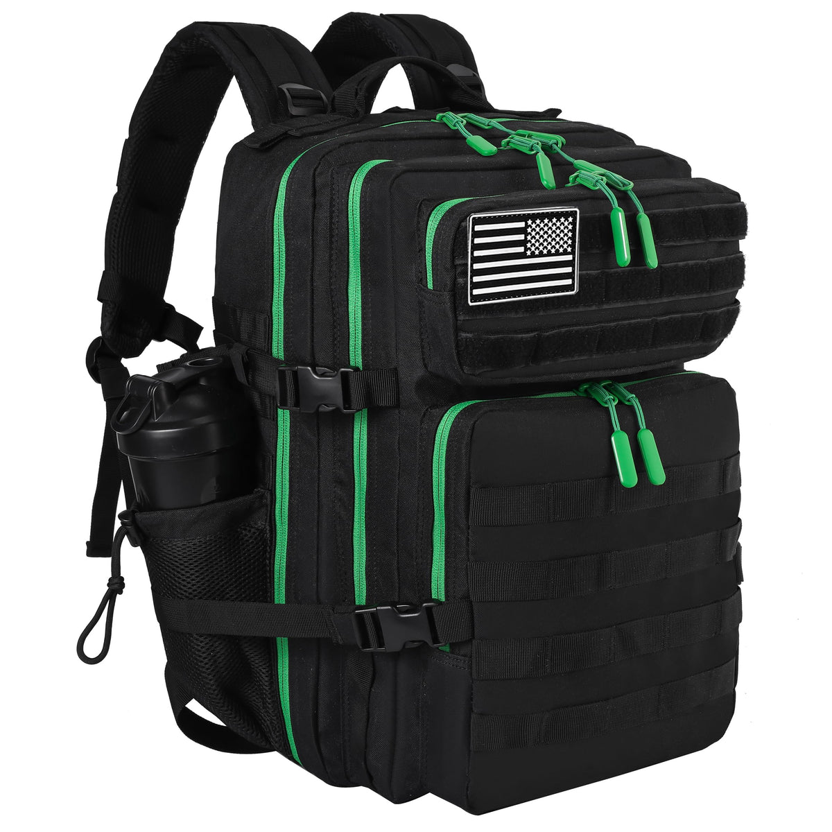 LHI Military Tactical Backpack for Men and Women 45L Army 3 Days Assault Pack Bag Large Rucksack with Molle System Black