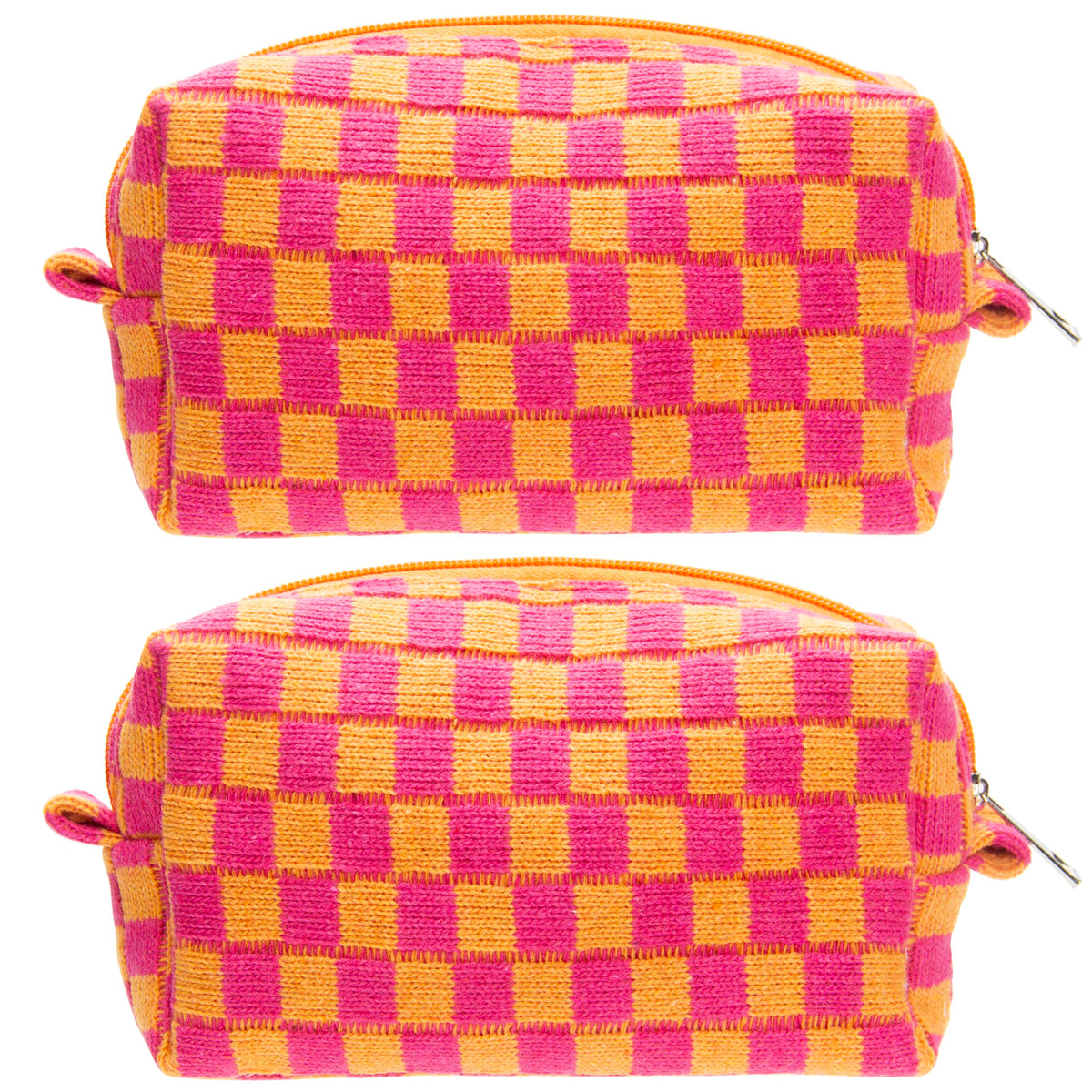 Checkered Makeup Bag for Purse, Small Travel Cosmetic Pouch,Blue,6 Pack