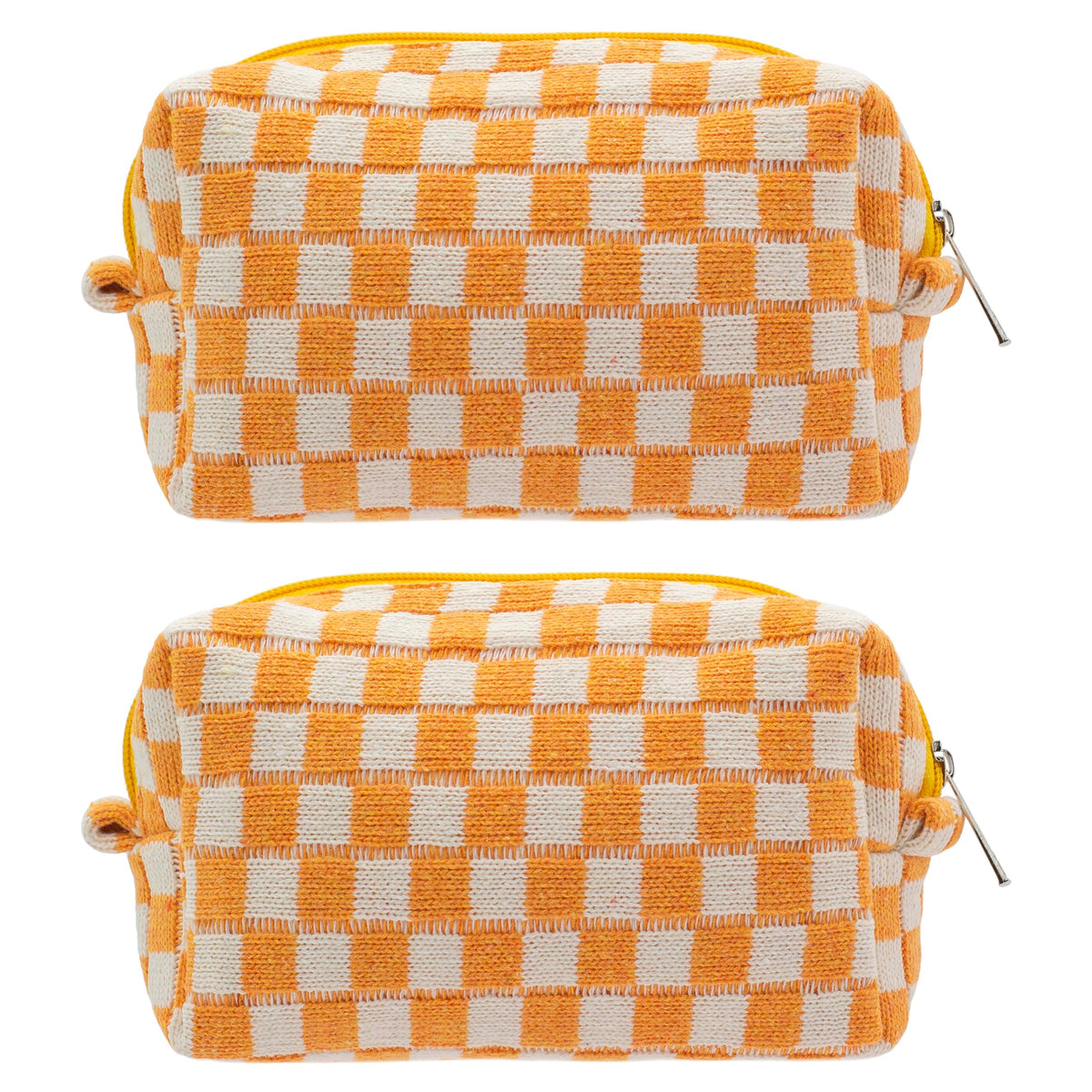 Checkered Makeup Bag for Purse, Small Travel Cosmetic Pouch,Blue,6 Pack