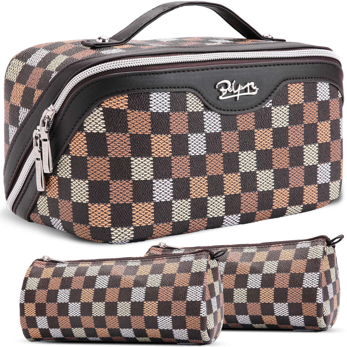 BOYATU Travel Makeup Bag Organizer: 3 Pcs Large Cosmetic Bags Set for Women
