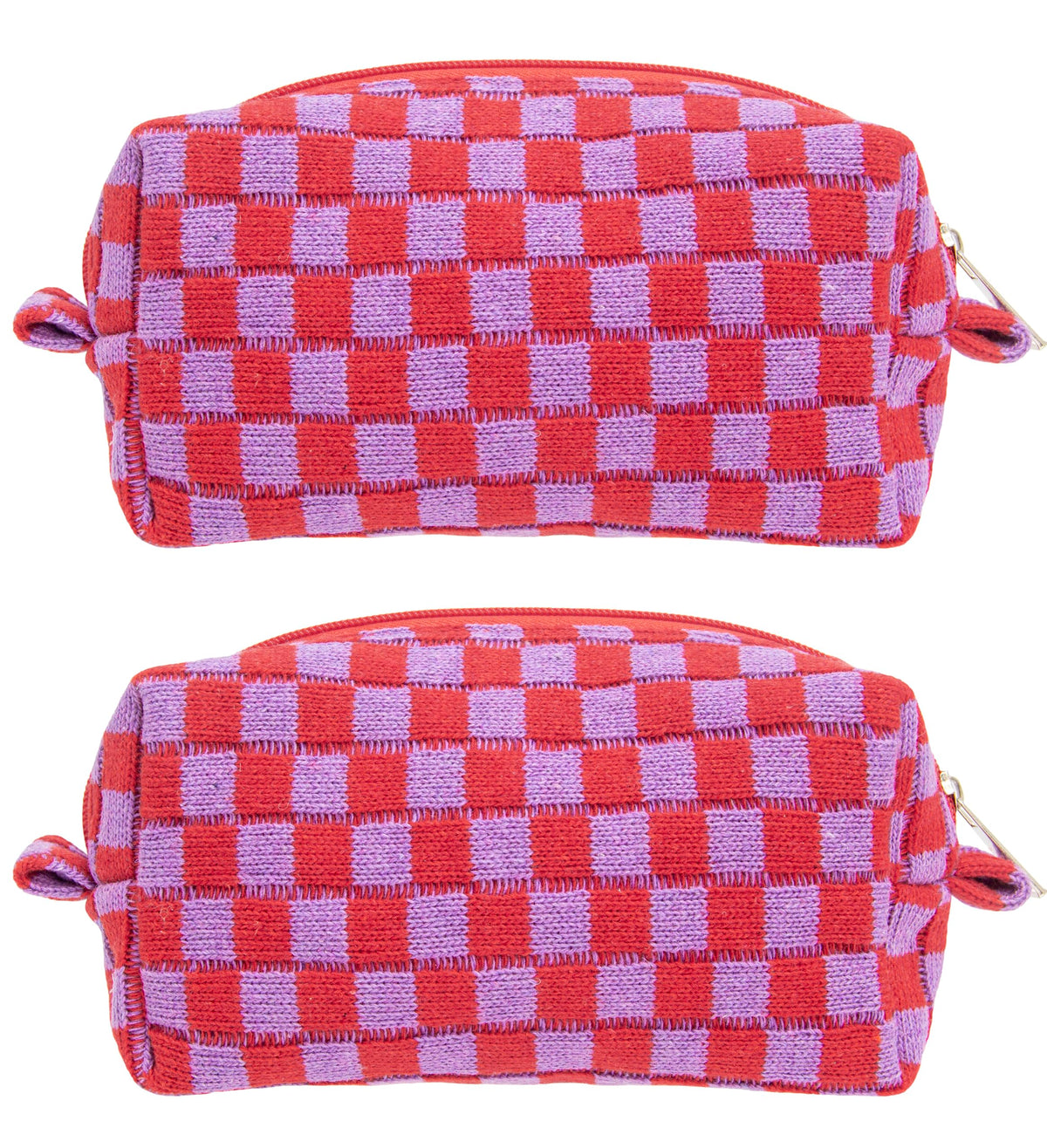 Checkered Makeup Bag for Purse, Small Travel Cosmetic Pouch,Blue,6 Pack