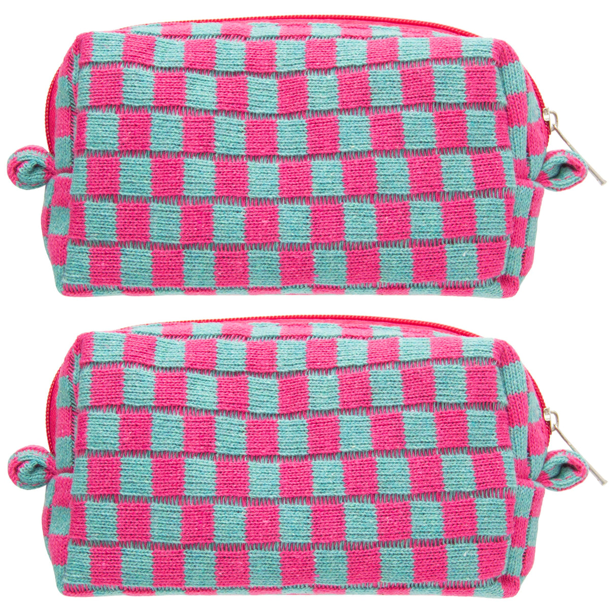 Checkered Makeup Bag for Purse, Small Travel Cosmetic Pouch,Blue,6 Pack