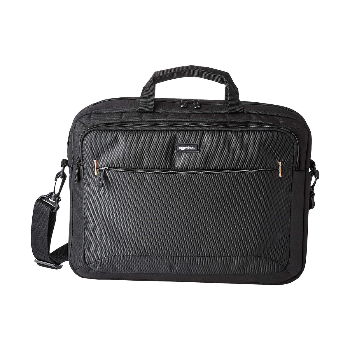 Amazon Basics 15.6 in Laptop Bag with Shoulder Strap and Handle, Large Capacity, Spacious Compartments, Black