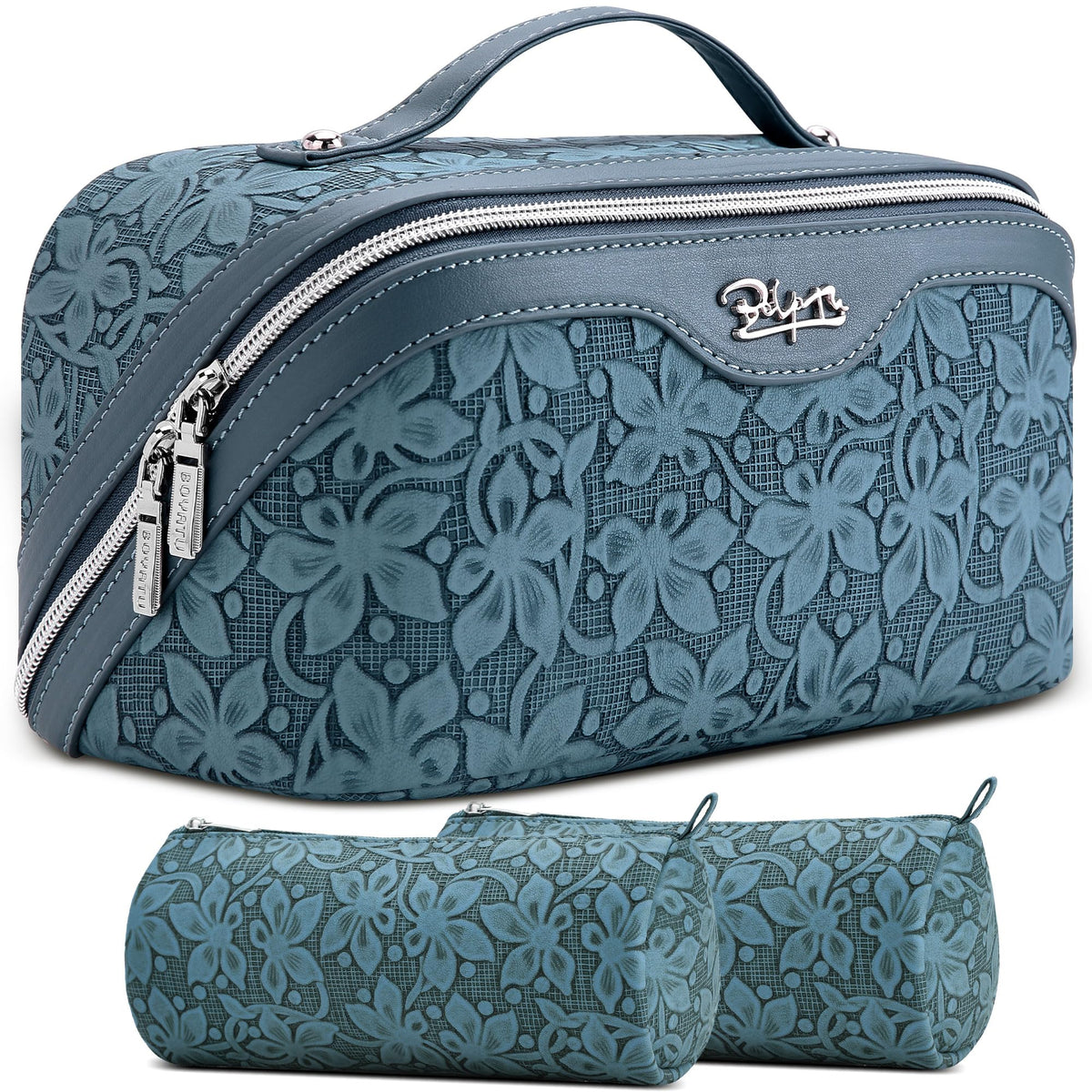 BOYATU Travel Makeup Bag Cosmetic Bags for Women: 3 Pcs Set Make up Bag