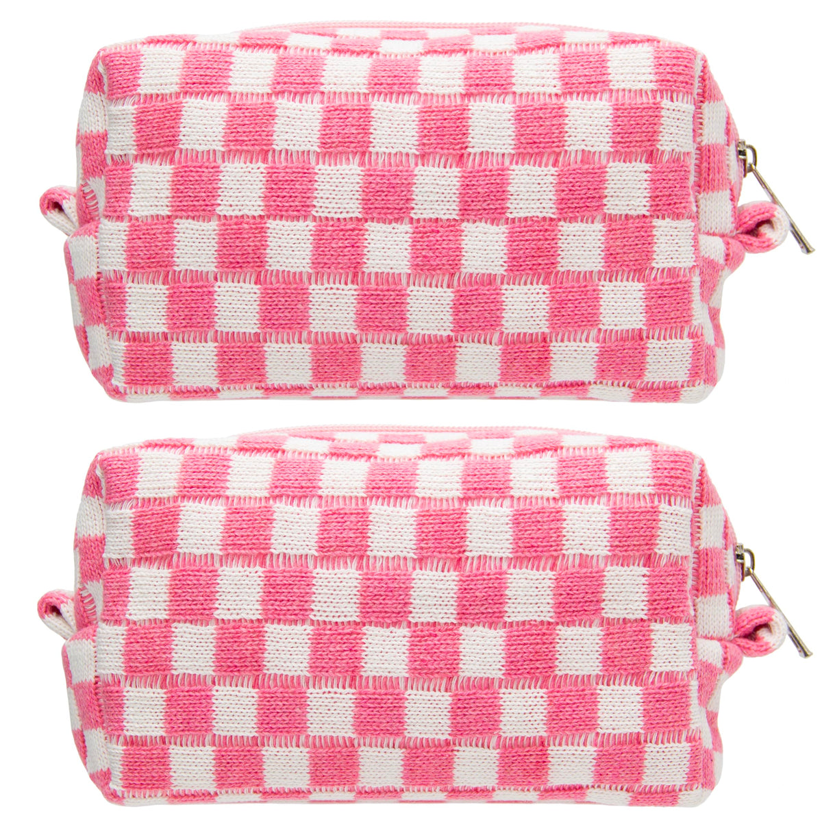 Checkered Makeup Bag for Purse, Small Travel Cosmetic Pouch,Blue,6 Pack