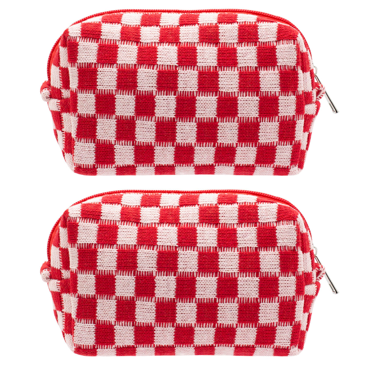 Checkered Makeup Bag for Purse, Small Travel Cosmetic Pouch,Blue,6 Pack