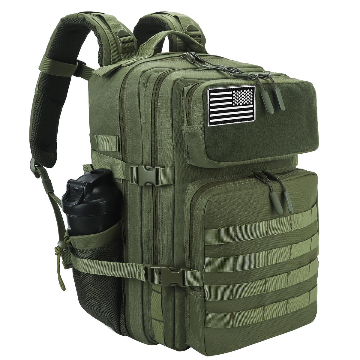 LHI Military Tactical Backpack for Men and Women 45L Army 3 Days Assault Pack Bag Large Rucksack with Molle System Black