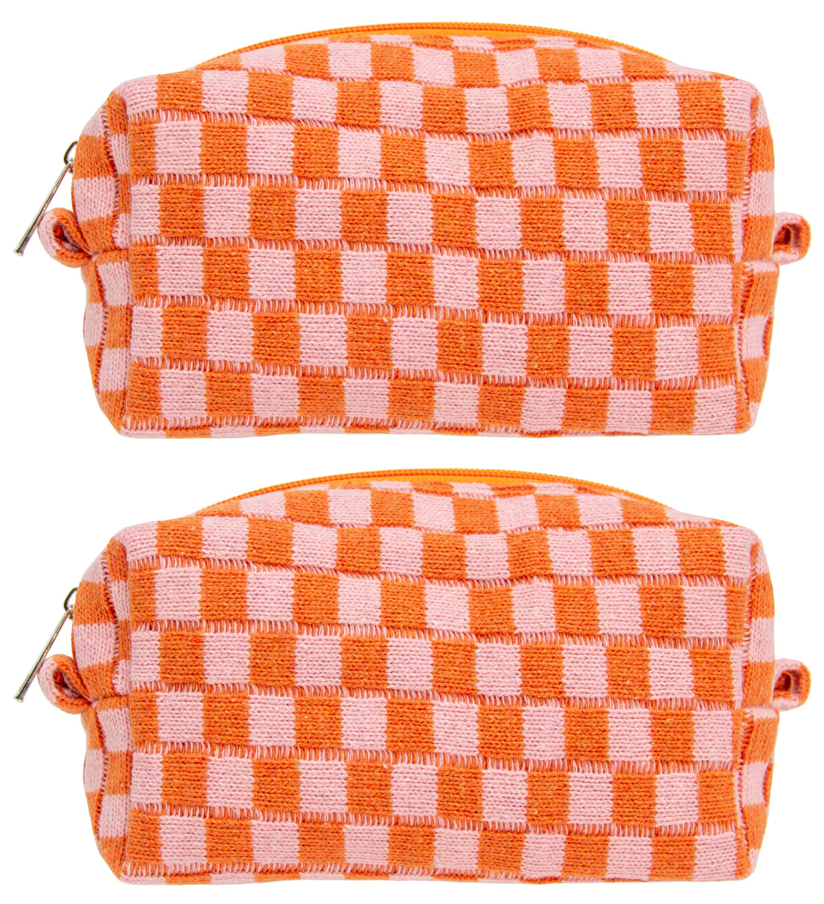 Checkered Makeup Bag for Purse, Small Travel Cosmetic Pouch,Blue,6 Pack