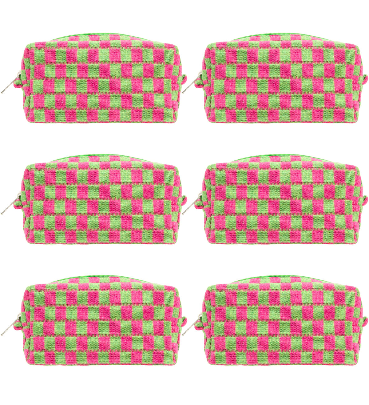 Checkered Makeup Bag for Purse, Small Travel Cosmetic Pouch,Blue,6 Pack